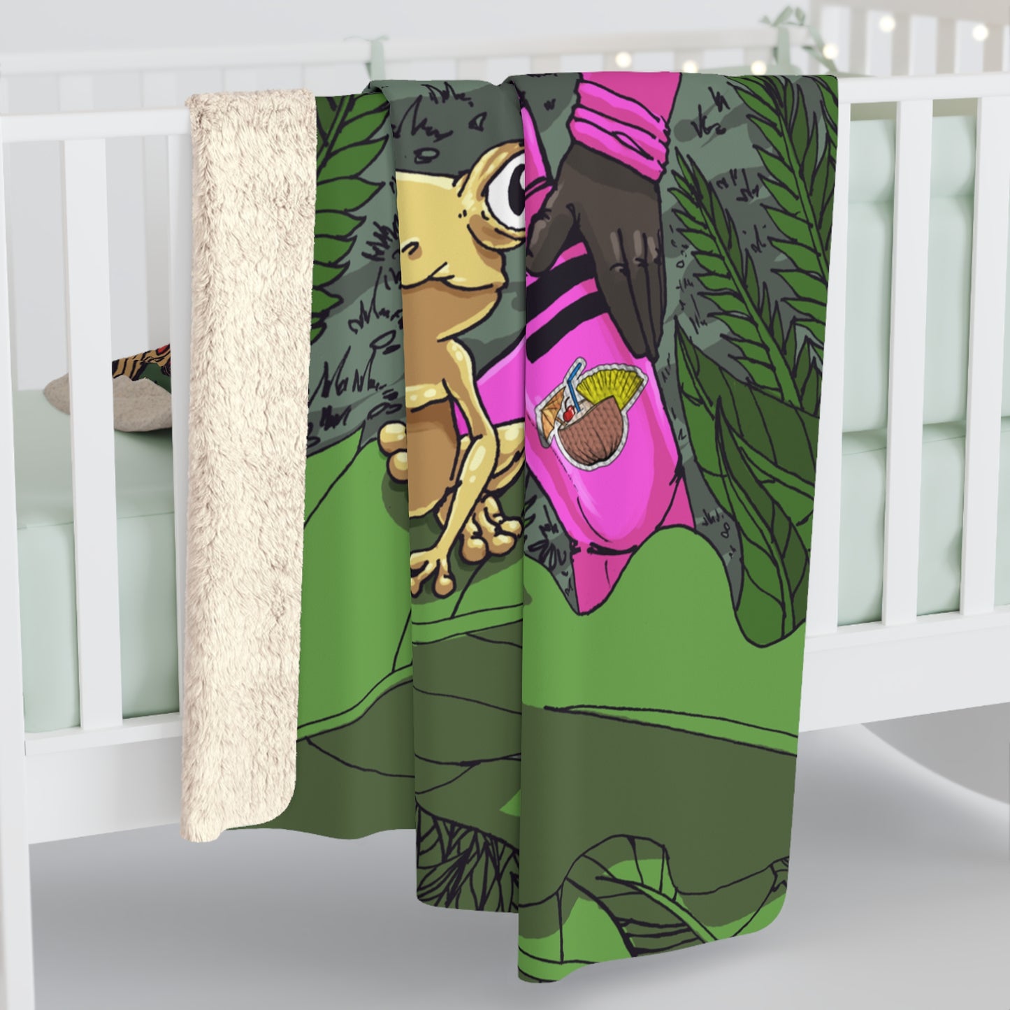 Astronaut and Coqui Sherpa Fleece Blanket