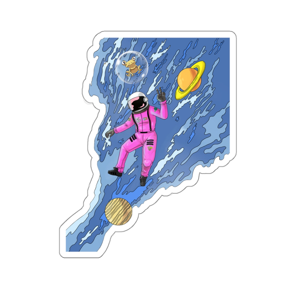 Cozmic and New Bestie in Outer Space Kiss-Cut Sticker