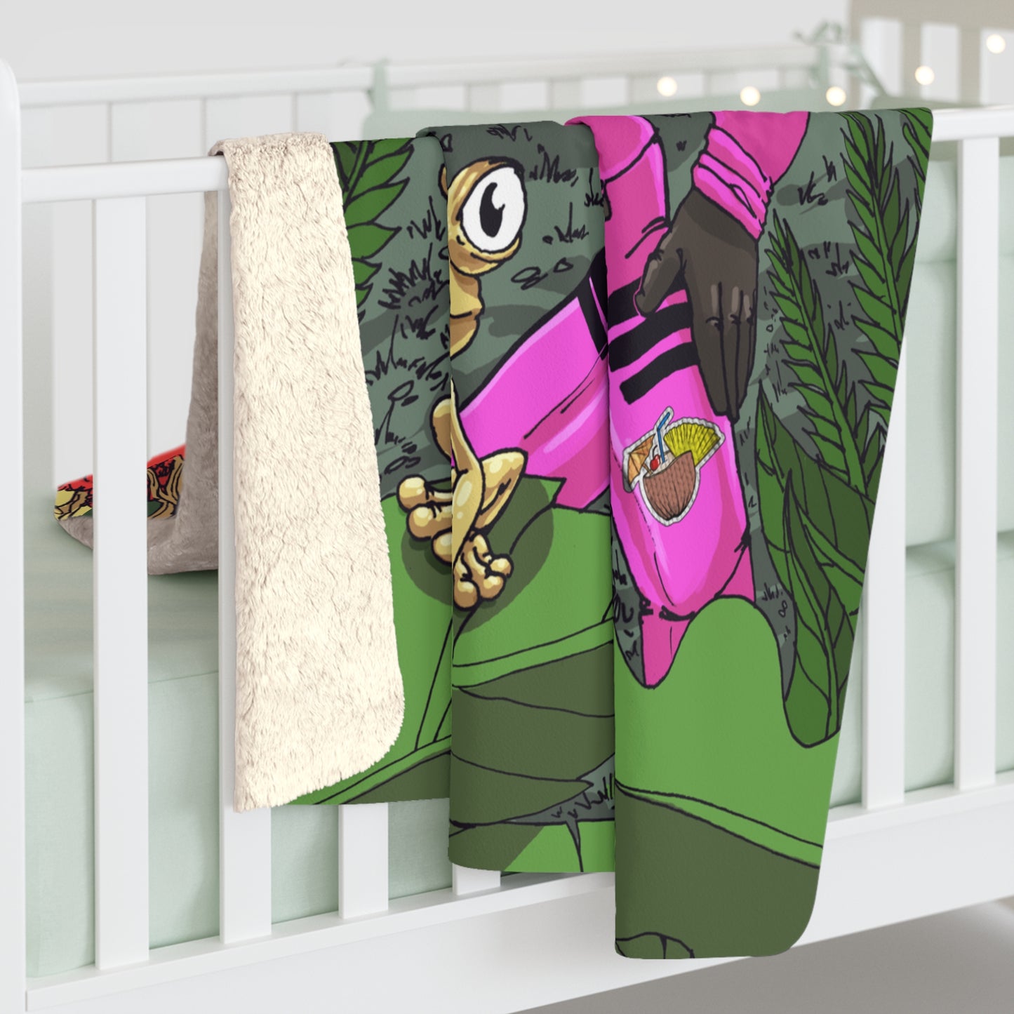 Manta polar Sherpa con diseño de astronauta y coquí | Decoración acogedora para el hogar