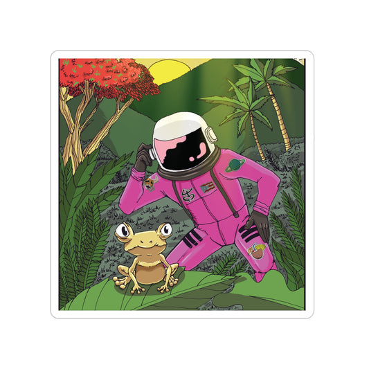 Sticker of Cozmic's First Encounter with a Coqui in El Yunque