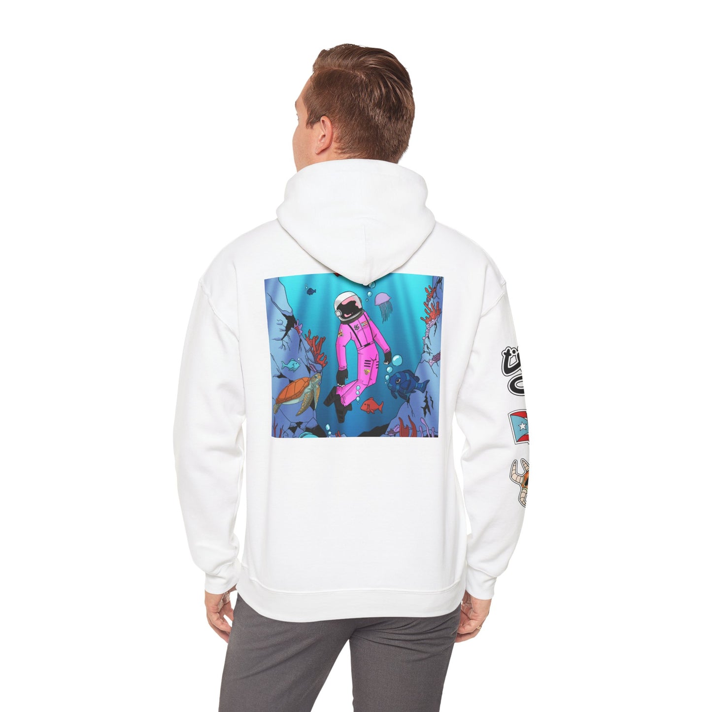 Hooded Sweatshirt Cozmic Exploring the ocean in Puerto Rico Design