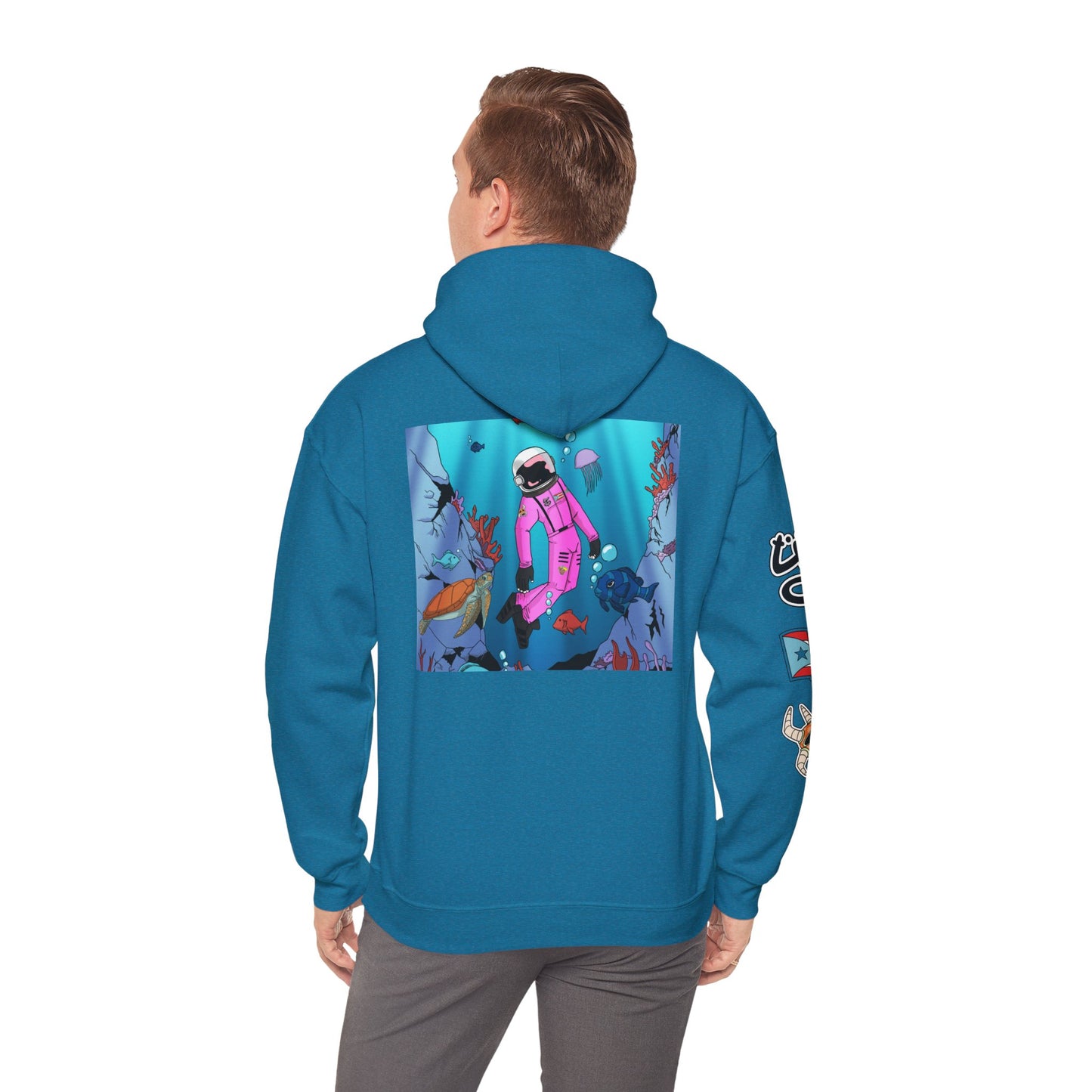 Hooded Sweatshirt Cozmic Exploring the ocean in Puerto Rico Design